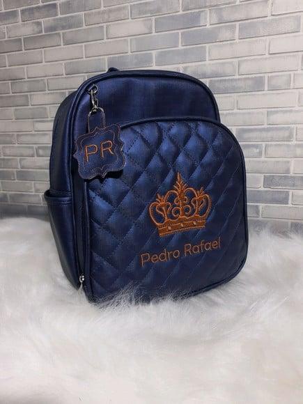 Mochila Maternidade Azul Marinho (tema Coroa)