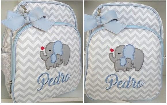 Mochila Maternidade Personalizada Chevron Elefantinho