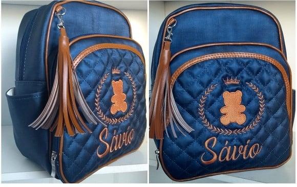 Mochila Maternidade Personalizada Ursinho (coroa)