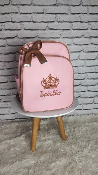 Mochila Maternidade Rosa Bebê e Caramelo Tema Princesa