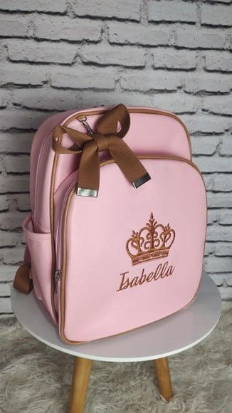 Mochila Maternidade Rosa Bebê e Caramelo Tema Princesa