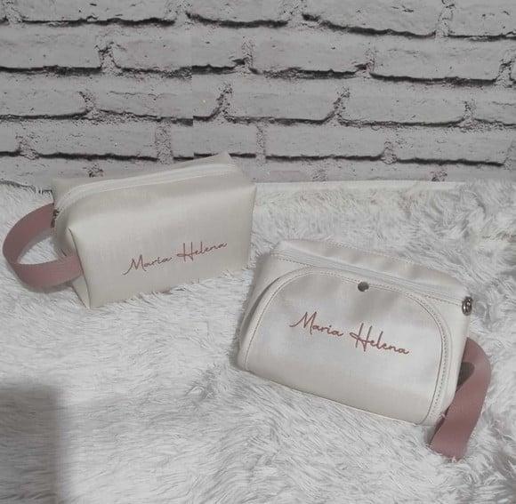 Necessarie Box Baby + Porta Fraldas Todo no Branco e Rose