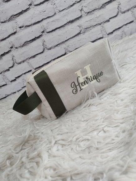 Necessarie Box Baby Linho Bege e Verde