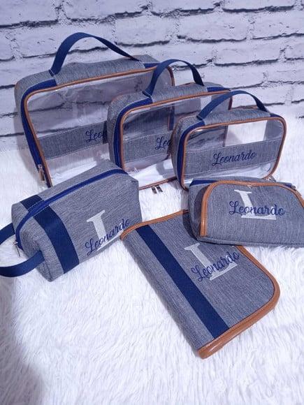 Organizadores Maternidade Personalizados Cinza Azul Caramelo