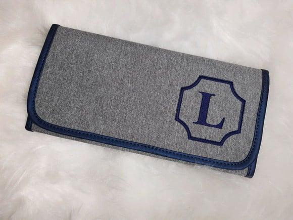 Trocador de bolsa linho e azul marinho