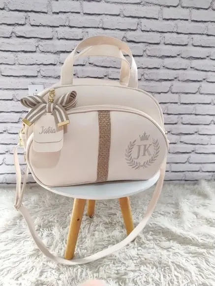 Bolsa Maternidade G Bege com Detalhes Tresse