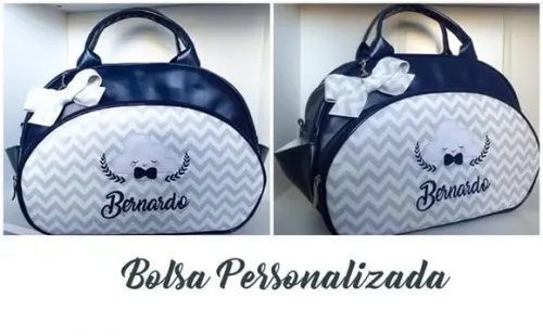Bolsa Maternidade Grande Chevron (Elefantinho) Azul Marinho