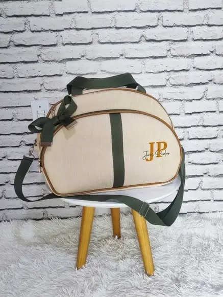 Bolsa Maternidade Linho Aveia e Verde Musgo Tema Safari