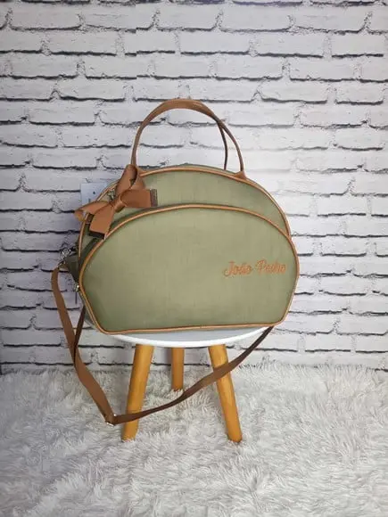 Bolsa Maternidade Verde Musgo e Caramelo Tema Safari