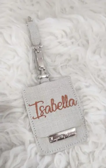 Chaveiro Bolsa Maternidade (tag Birdao) Linho Bege