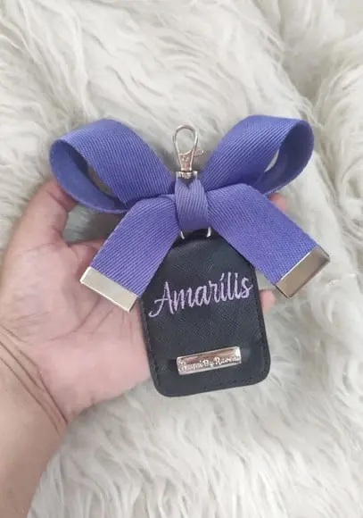 Chaveiro com Laço Bolsa Maternidade Preto e Roxo
