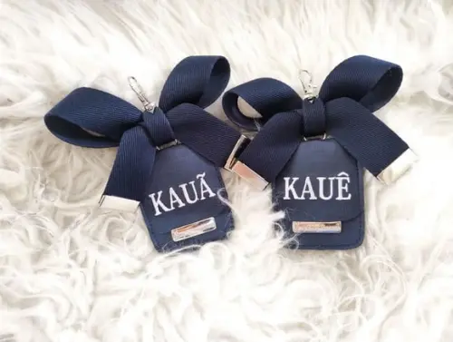 Kit 2 Chaveiros Laço para Bolsa Maternidade Azul Marinho