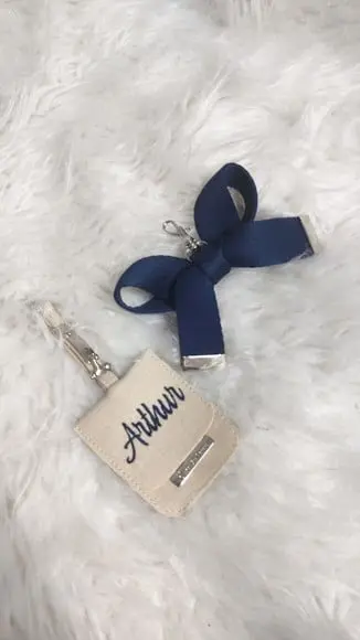 Kit Chaveiro Bolsa Maternidade Laço e Tag Personalizada