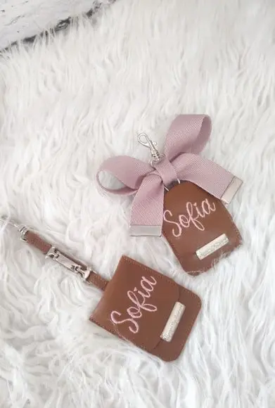 Kit Chaveiros Bolsa Maternidade Caramelo e Rose ( Laço )