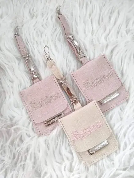 Kit Chaveiros Bolsa Maternidade Birdao Linho Rose e Areia