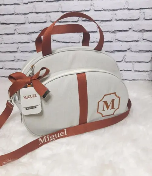 Kit Linho Luxo Tags e Alças Personalizadas Mochila 2 em 1