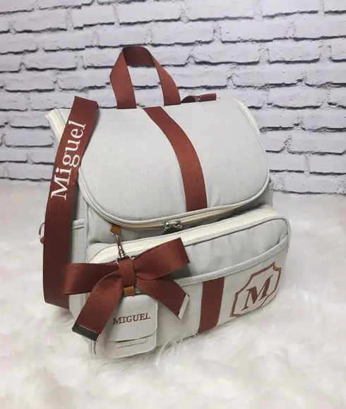 Kit Linho Luxo Tags e Alças Personalizadas Mochila 2 em 1