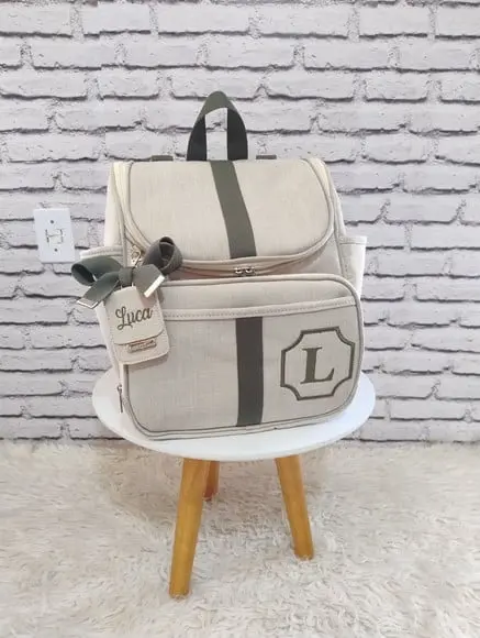 Kit Maternidade Bolsas no Linho Luxo Bege e Verde Militar