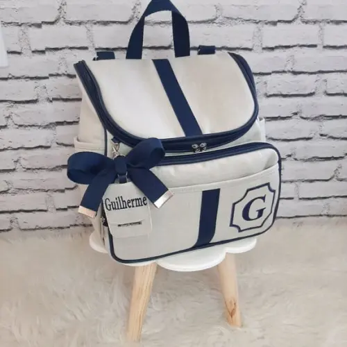 Kit Maternidade Coleção Linho Luxo Mochila 2 em 1 e Bolsa G