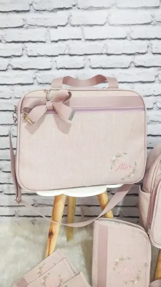 Kit Maternidade Coleção Linho Luxo Rose + Necessaire Brinde