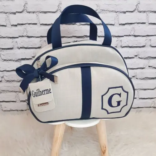 Kit Maternidade Coleção Linho Luxo Mochila 2 em 1 e Bolsa G