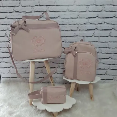 Kit Maternidade Coleção Linho Luxo Rose + Necessaire Brinde