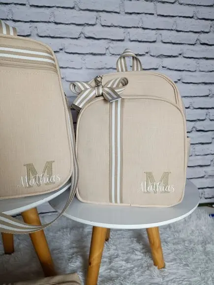Kit Maternidade Linho Aveia Detalhes Bege +necessaire Brinde
