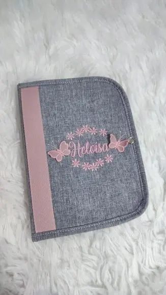 Kit Maternidade Linho Cinza e Rose (saquinhos/ Necessaire E)