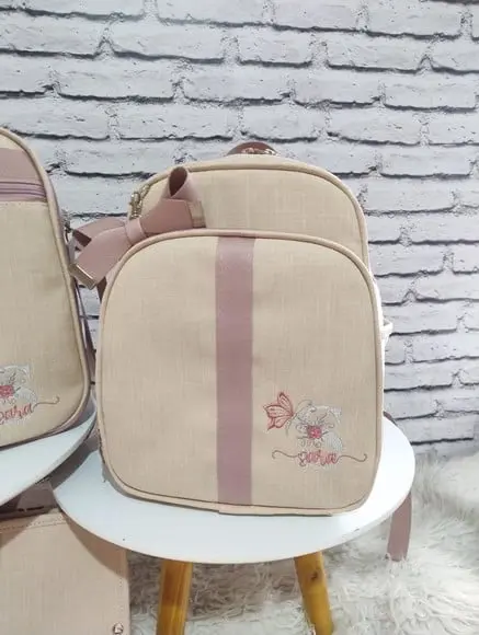 Kit Maternidade Linho Luxo Aveia e Rose + Necessaire Brinde