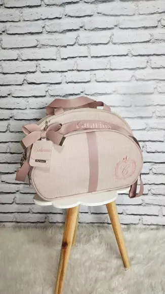 Kit Maternidade Linho Luxo Rose (mala de Rodinhas))