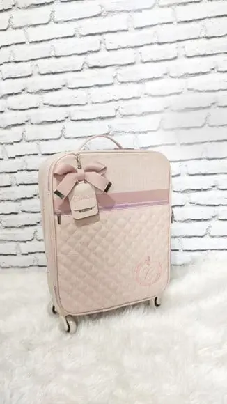Kit Maternidade Linho Luxo Rose (mala de Rodinhas))
