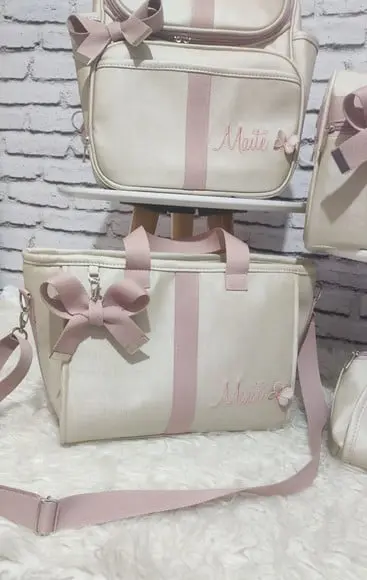 Kit Maternidade Linho Luxo Rose e Bege