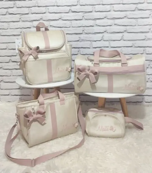 Kit Maternidade Linho Luxo Rose e Bege