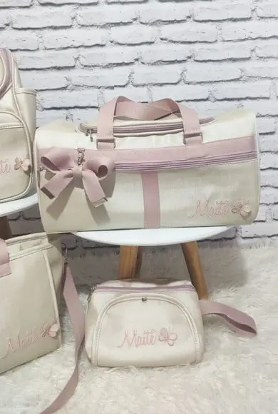 Kit Maternidade Linho Luxo Rose e Bege