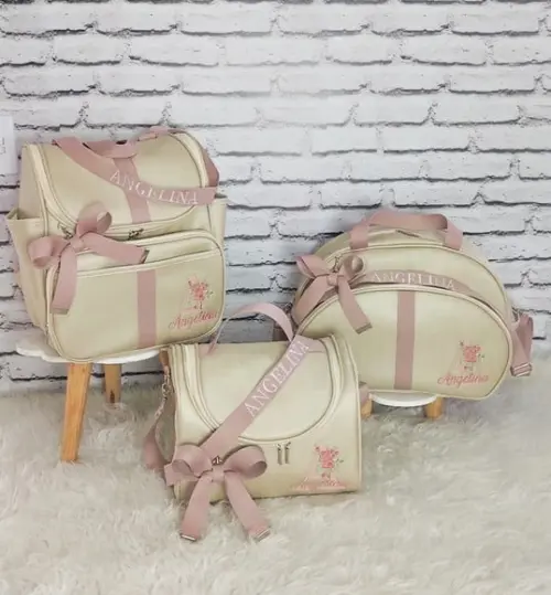 Kit Maternidade Luxo Bege (champagne) Perolizado com Rose