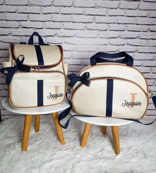 Kit Maternidade Personalizado Bege com Detalhes Caramelo