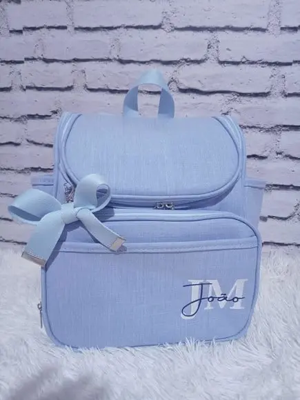 Kit Maternidade Personalizado Linho Azul Bebê Personalizado