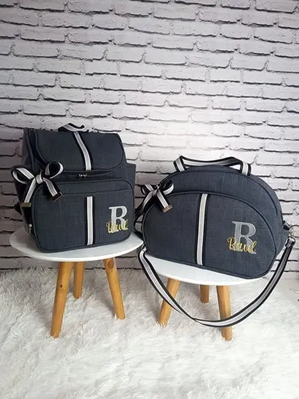 Kit Maternidade Personalizado Linho Luxo Preto