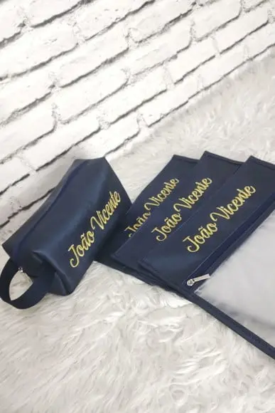 Kit Maternidade Saquinhos e Necessaire ( Sintético Azul