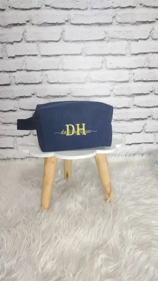 Kit Maternidade Saquinhos e Necessaire Linho Azul Marinho