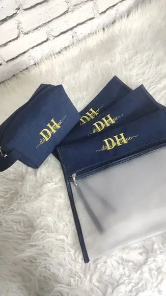 Kit Maternidade Saquinhos e Necessaire Linho Azul Marinho