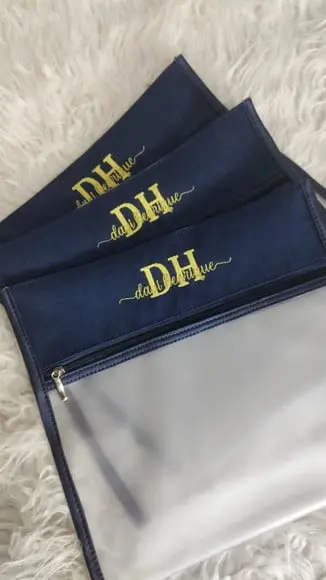 Kit Maternidade Saquinhos e Necessaire Linho Azul Marinho