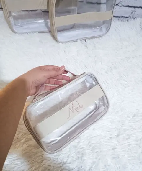 Kit Organizadores de Mala Maternidade Bege com Detalhes Rose