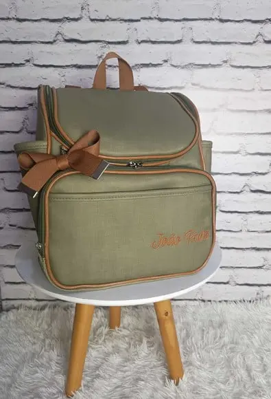 Kit Maternidade Verde e Caramelo Safari Trocador e Saquinhos