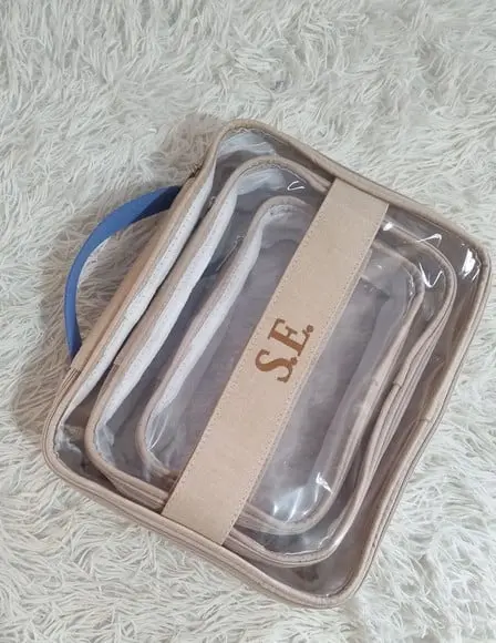 Kit Organizadores de Mala Maternidade Linho Aveia Caramelo