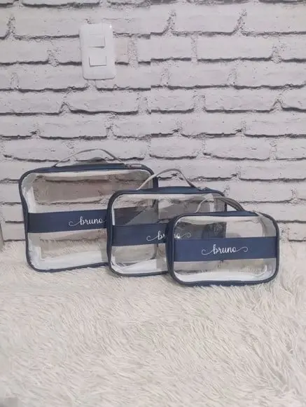 Kit Organizadores Mala Maternidade Azul Marinho Branco Cinza