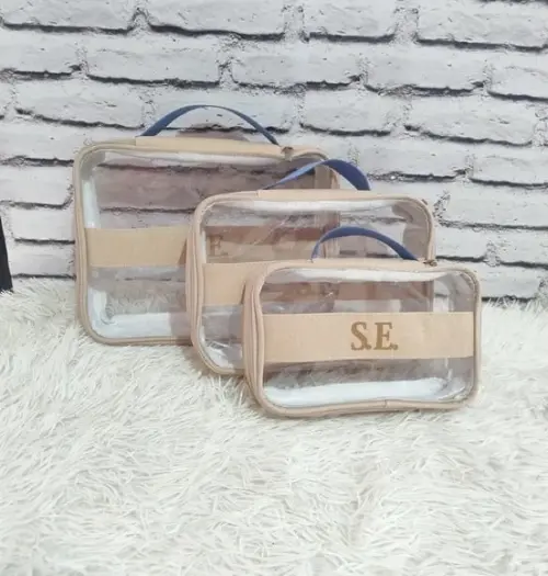 Kit Organizadores de Mala Maternidade Linho Aveia Caramelo