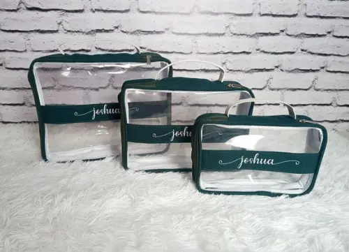 Kit Organizadores de Mala Maternidade Linho Verde e Branco