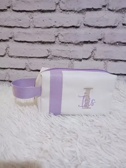 Kit Saquinhos, Porta Documentos Nécessaire Branco com Lilas