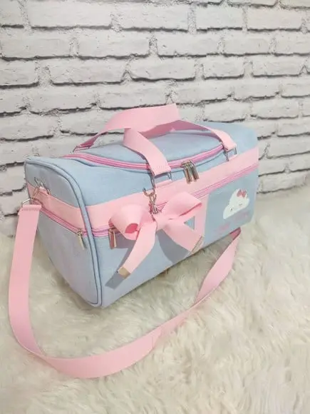 Mala Maternidade Baú Linho Luxo Azul Bebê e Rosa Bebê